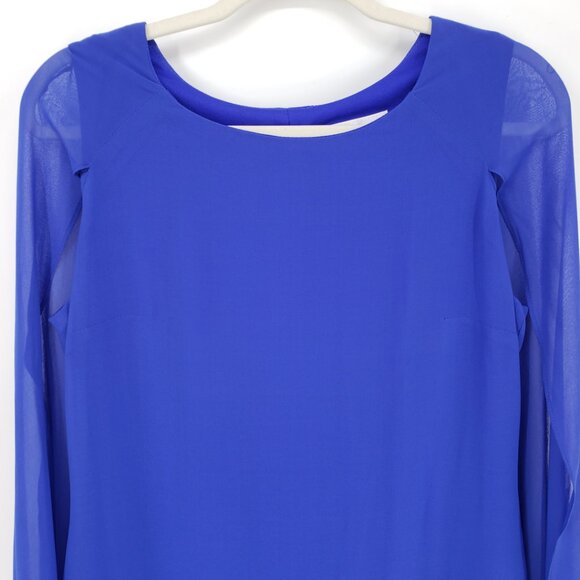 Joseph Ribkoff Chiffon Cape Cocktail Dress 12 Sheath Cobalt Blue NEW - Picture 9 of 14